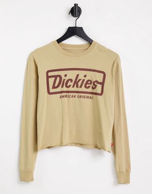 Dickies Girl crop long sleeve t-shirt in beige-Brown