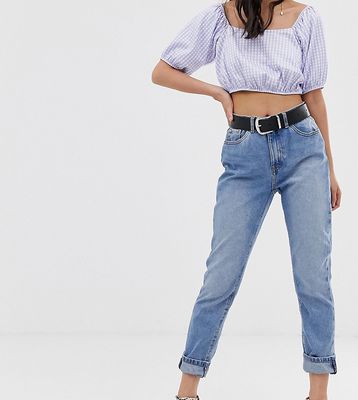 Only Petite mom jean in mid blue-Blues