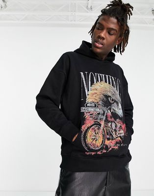 Good For Nothing oversized hoodie in black with vintage eagle print - part of a set