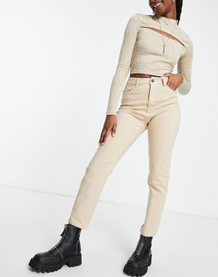 Object high waisted jean in beige - part of a set-Neutral