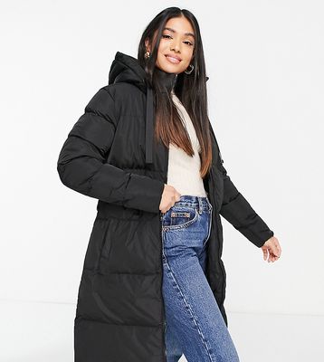 Threadbare Petite Hendricks belted puffer coat in black