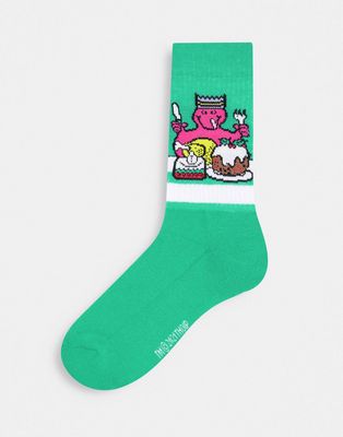 ASOS DESIGN Mr Greedy Christmas socks-Green
