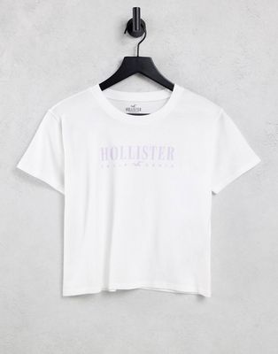 Hollister cropped logo t-shirt in white