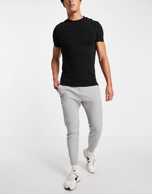 Pull & Bear Join Life pique sweatpants in light gray-Grey