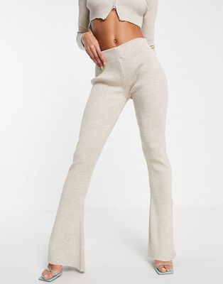 Fashionkilla knitted flares with split in ecru - part of a set-White