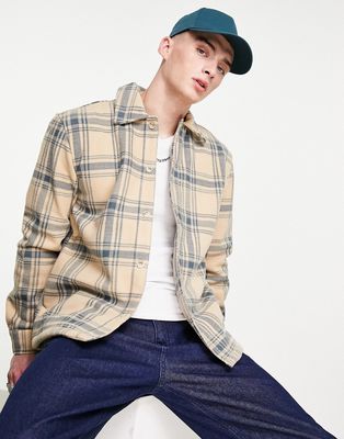 Pull & Bear checked shirt in camel-Neutral