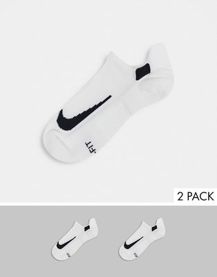 Nike Running Multiplier 2-pack invisible socks in white