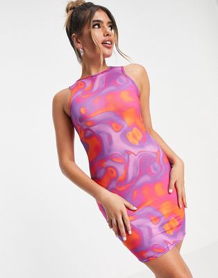 I Saw It First sleeveless marble mini body-conscious dress in multi