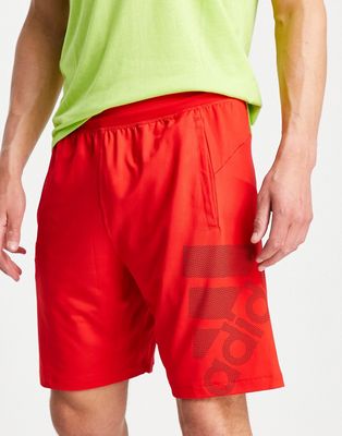 adidas Training large logo shorts in red