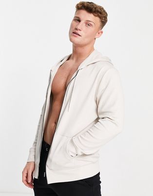 Gilly Hicks Go Breathe full zip lounge hoodie in pumice stone-Gray