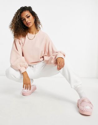 UGG Brook balloon sleeve crew neck sweater in rosewater-Pink