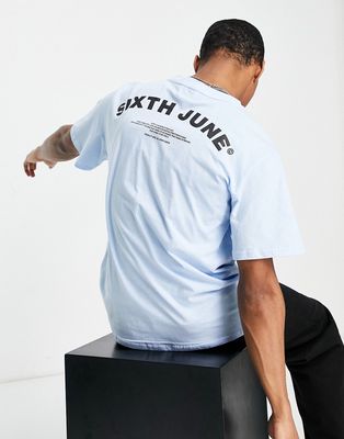 Sixth June curved logo backprint t-shirt in blue