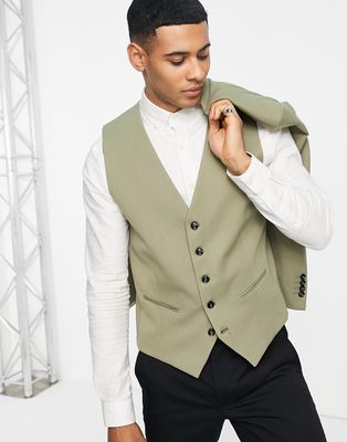 Selected Homme skinny vest in light khaki-Green