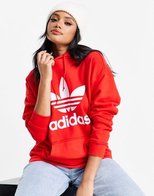 adidas Originals adicolor large logo hoodie in red