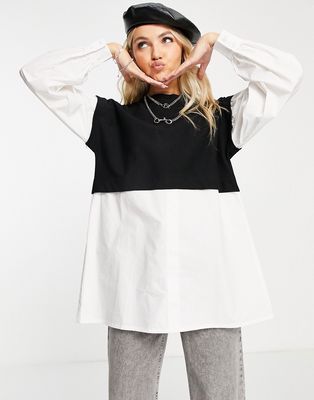Noisy May 2-in-1 shirt & sweater in black