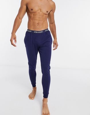 Lyle & Scott Bodywear cuffed lounge pants in navy