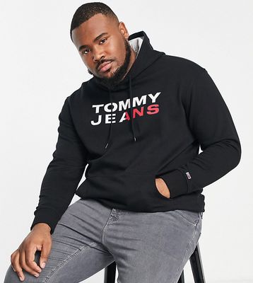 Tommy Jeans Big & Tall essential logo hoodie in black