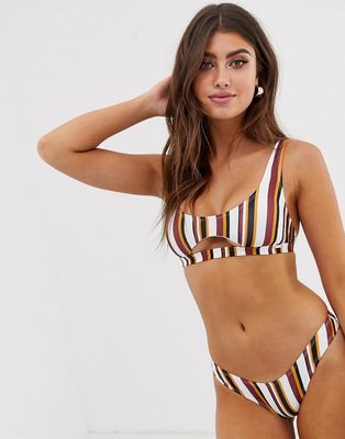 Free Society crop bikini top in stripe-Multi