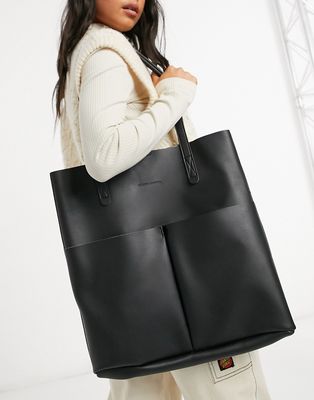 Claudia Canova unlined two pocket tote bag with removable pouch in black