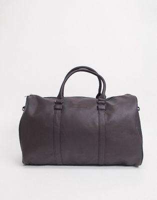 French Connection faux leather weekend carryall bag in brown
