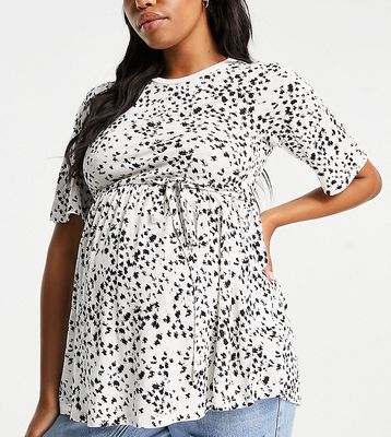 River Island Maternity ditsy floral tie waist top in white