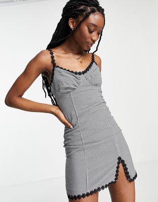 Skylar Rose cami mini dress with cup detail in gingham-Grey