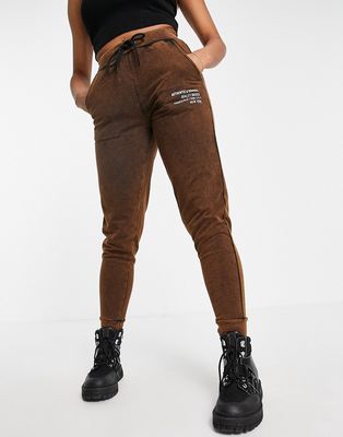 Influence acid wash sweatpants in chocolate brown - part of a set