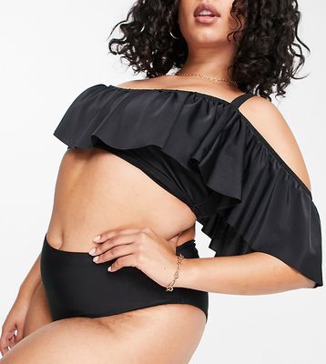 Peek & Beau Curve Exclusive high waist bikini bottom in black