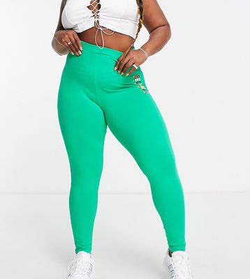 Reclaimed Vintage inspired plus legging with logo in green