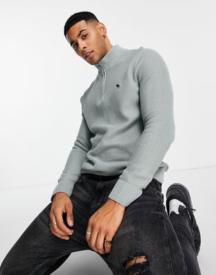 Abercombie & Fitch knitted half zip sweater in mint-Green