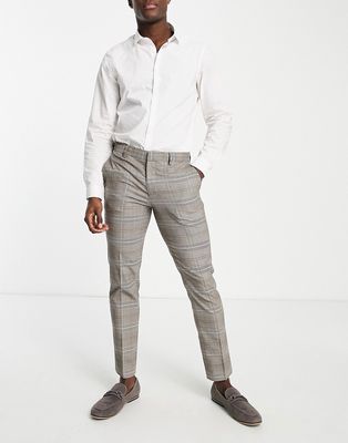 Selected Homme suit pants in slim fit brown check