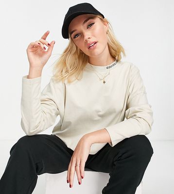Quiksilver Oversized long sleeve t-shirt in washed beige Exclusive at ASOS-Neutral
