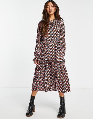 Y.A.S. Vella printed tiered maxi dress in multi