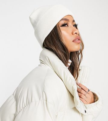 Glamorous Exclusive ribbed turn up beanie in off white