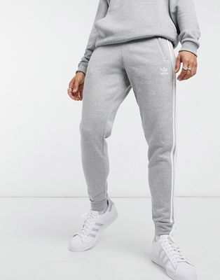 adidas Originals adicolor three stripe sweatpants in gray-Grey