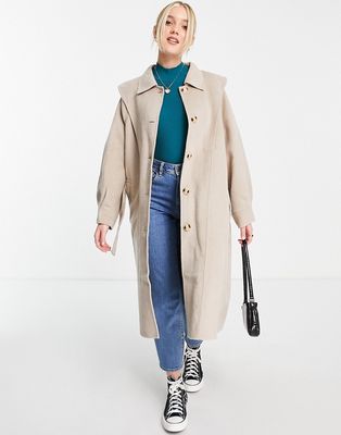 Urban Revivo belted coat in beige-Green
