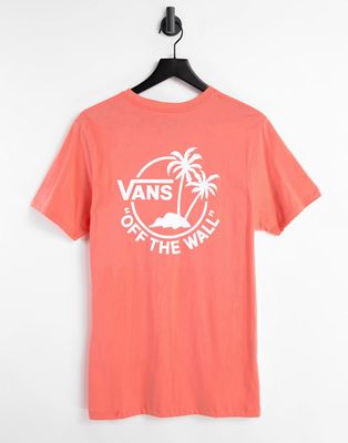 Vans Mini Dual Palm II back print T-shirt in coral-Orange
