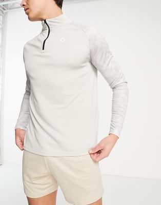 Gym 365 geometric tactical 1/4 zip long sleeve top in gray