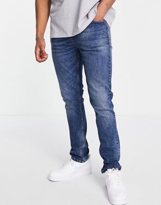 LDN DNM slim fit jeans in mid blue wash-Blues