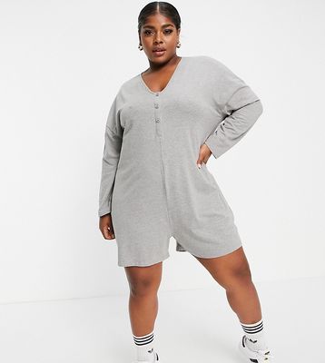 Noisy May Curve exclusive oversized romper in gray-Grey