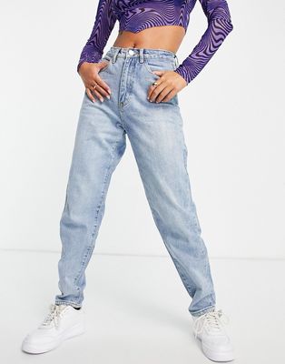 Missguided Riot mom jeans in stonewash blue-Blues