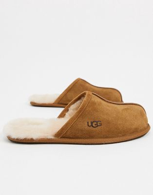 UGG scuff slippers in tan suede-Brown