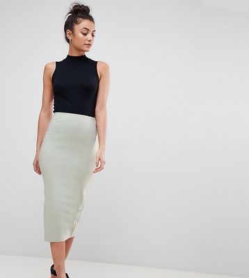 ASOS DESIGN Tall high waisted longerline pencil skirt-Green