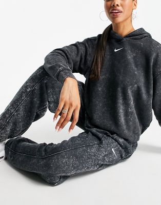 Nike Veneer Pack loose-fit acid wash cuffed fleece sweatpants in black