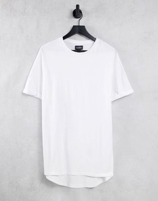 Pull & Bear long fit basic t-shirt in white