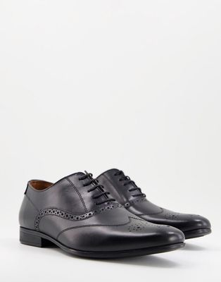 Red Tape leather lace up brogue oxford shoes in black