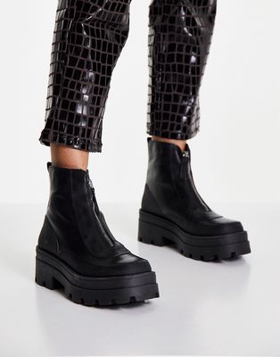 schuh The Edit Pyper leather chunky boots in black