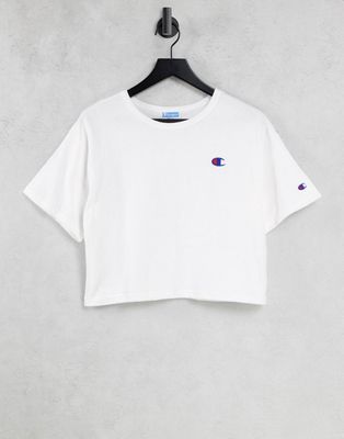 Champion cropped T-shirt in white