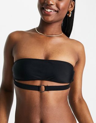 Candy Pants bandeau bikini top with cut out detail in black