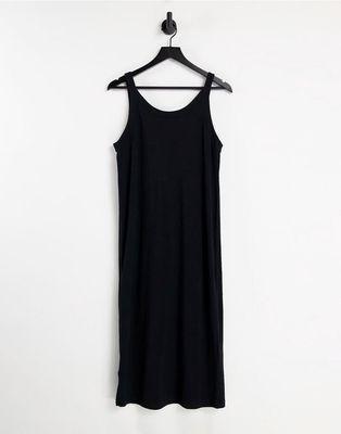 & Other Stories organic cotton tank midi dress with side slit in black